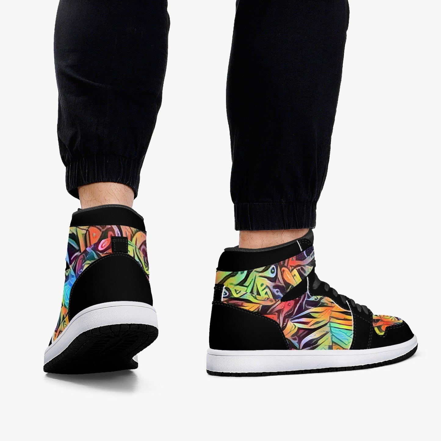 Funky Whispers Black High-Top Leather Sneakers