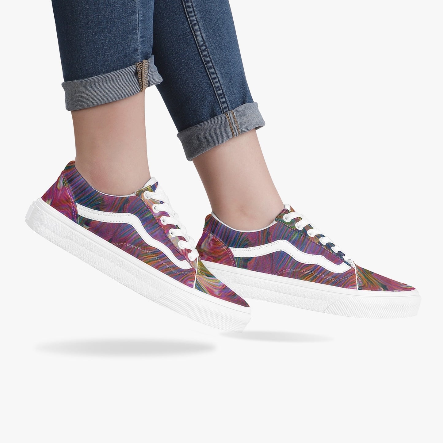 Space Petals Trendy Low-Top Canvas Sneakers