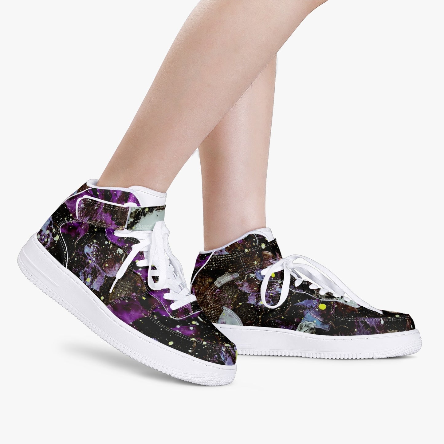 Galactic Storm AF1 High-Top Leather Sports Sneakers