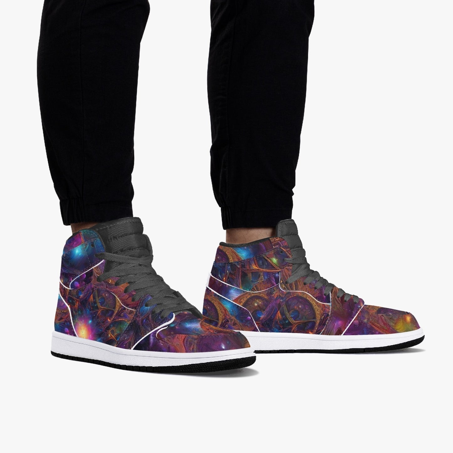 Ascension AJ1 Black High-Top Leather Sneakers