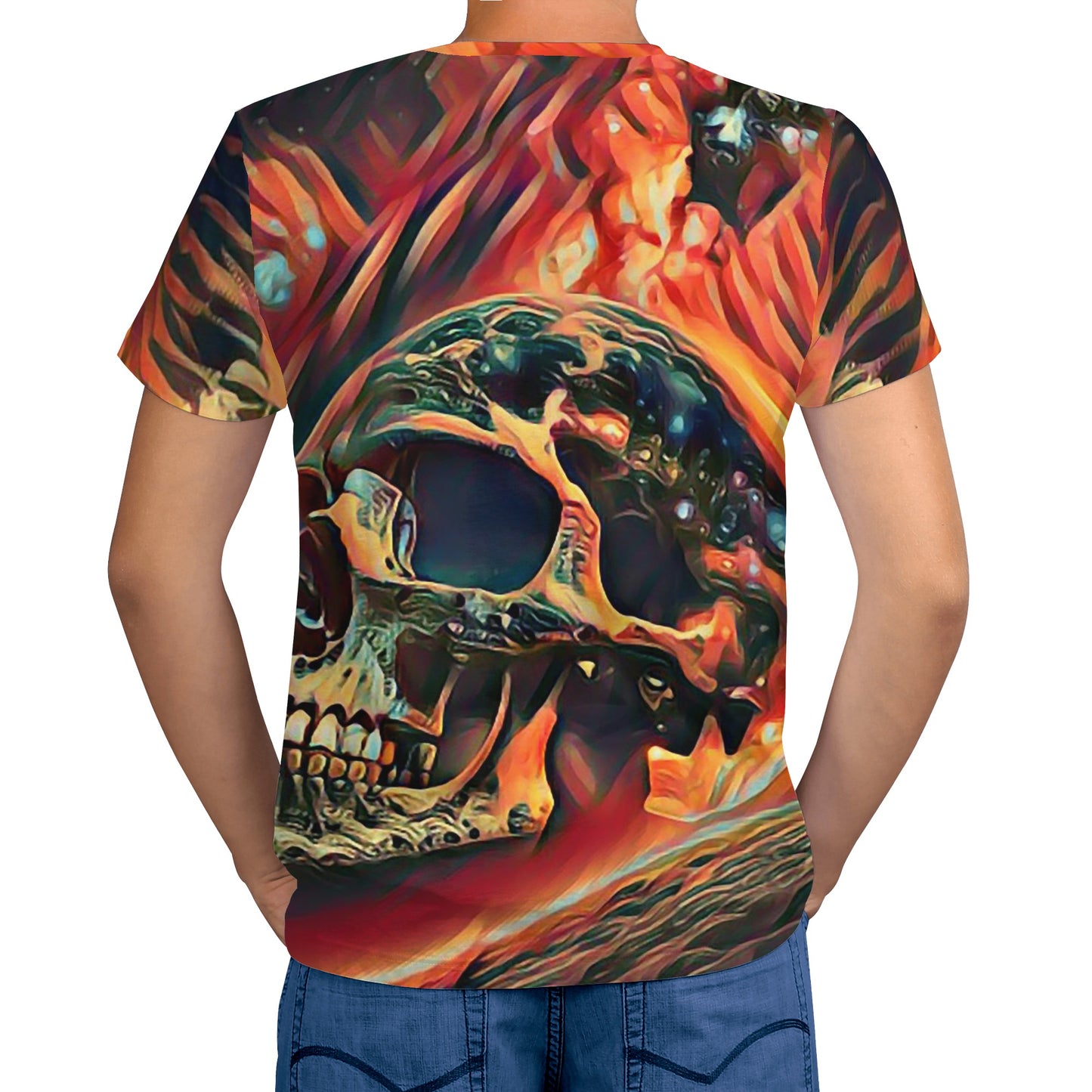 Skull Fire Mens T-shirt