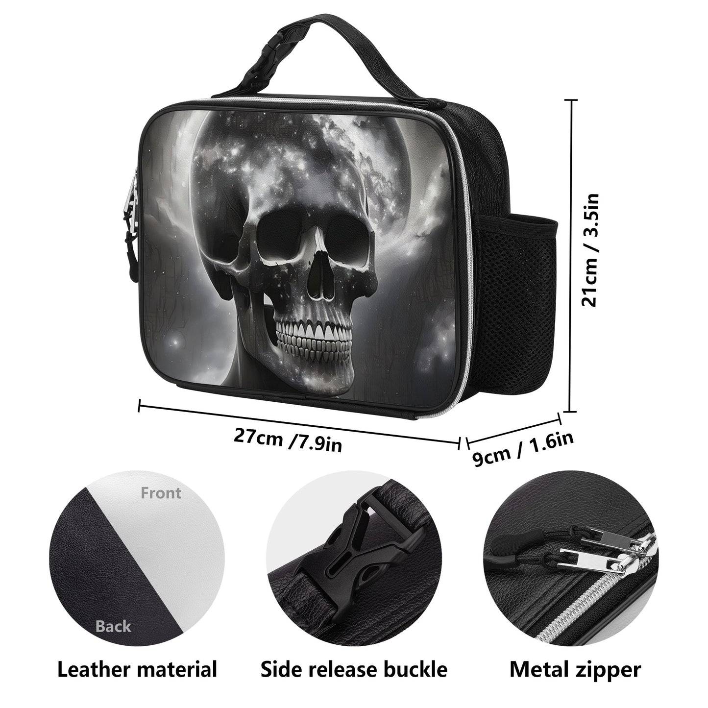 Third Eye Detachable Leather Lunch Bag