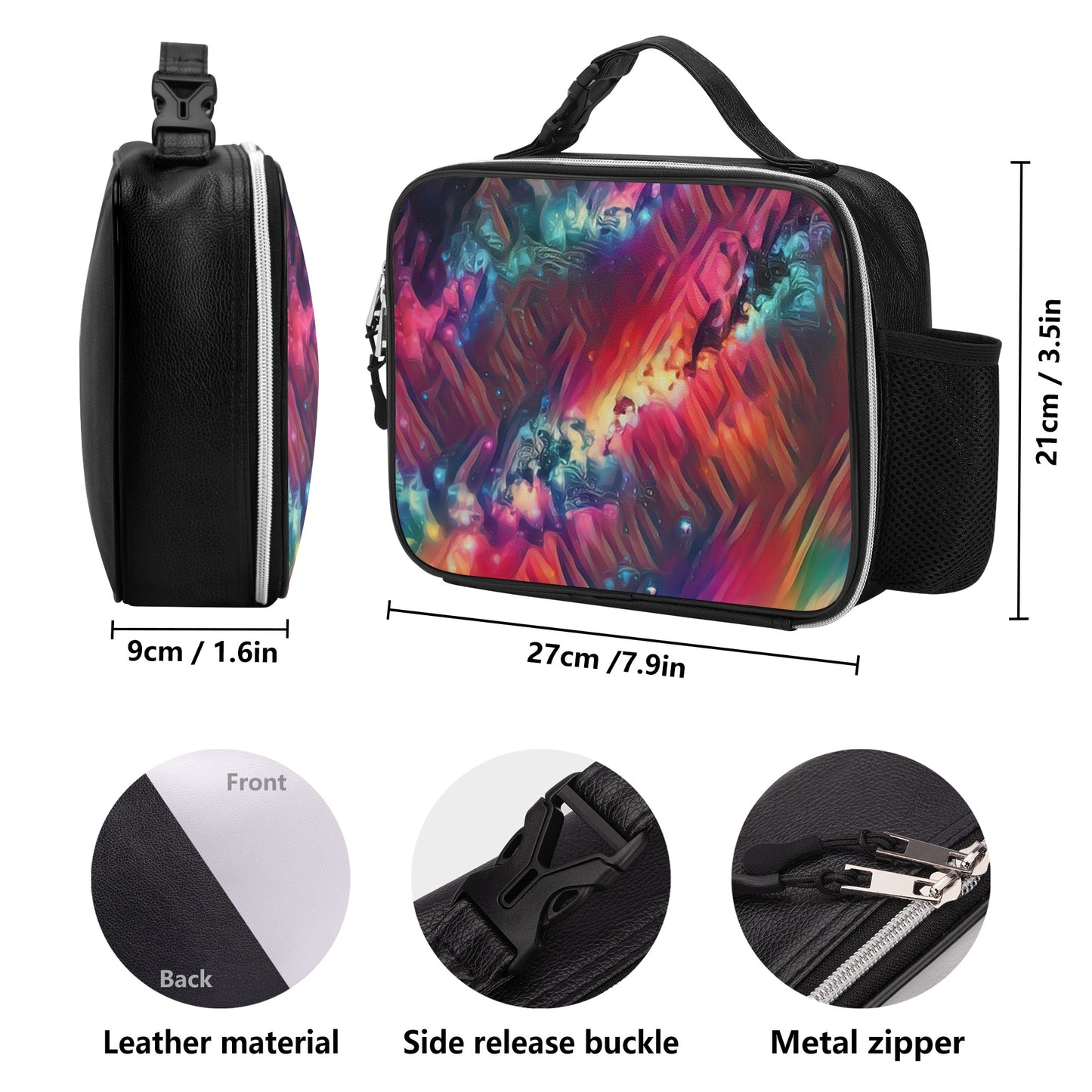 Starry Night Detachable Leather Lunch Bag