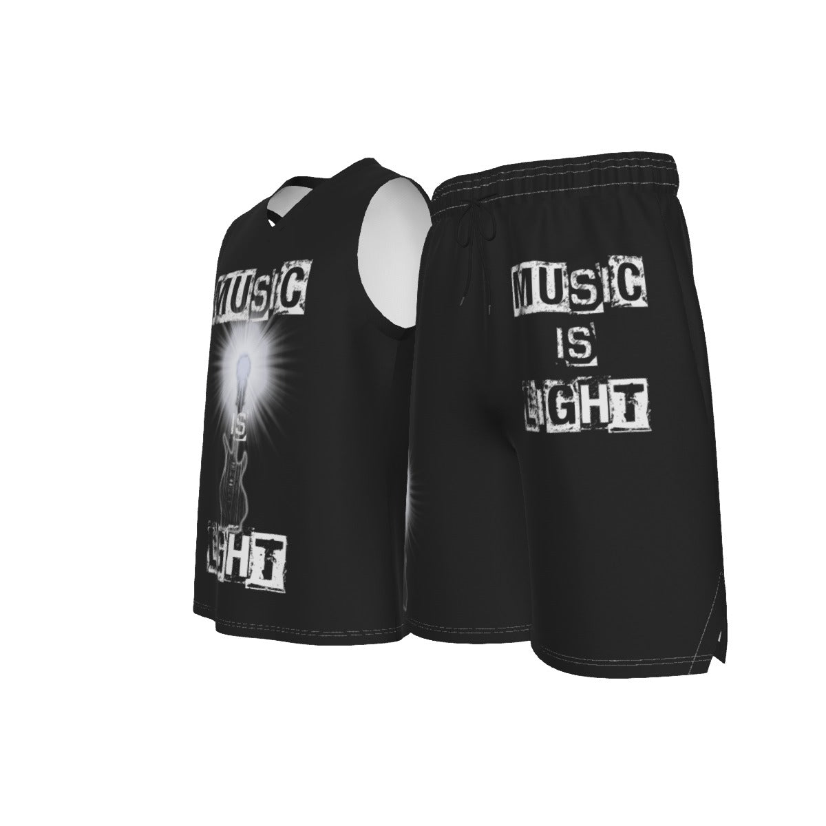 Music is Light Men's V Neck Basketball Suit