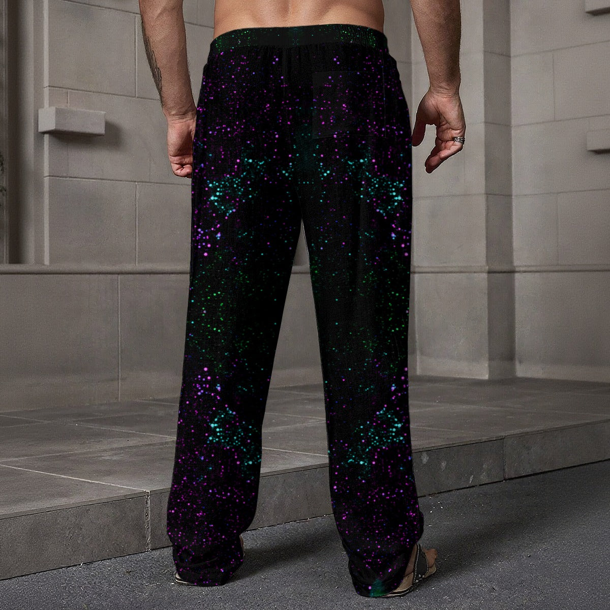 Night Sky Purple Men's Loose Casual Pants With Pocket