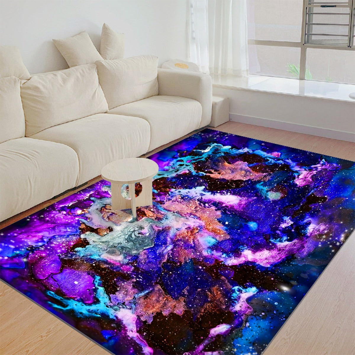 Purple Blue Galaxy Foldable Rectangular Thickened Floor Mat