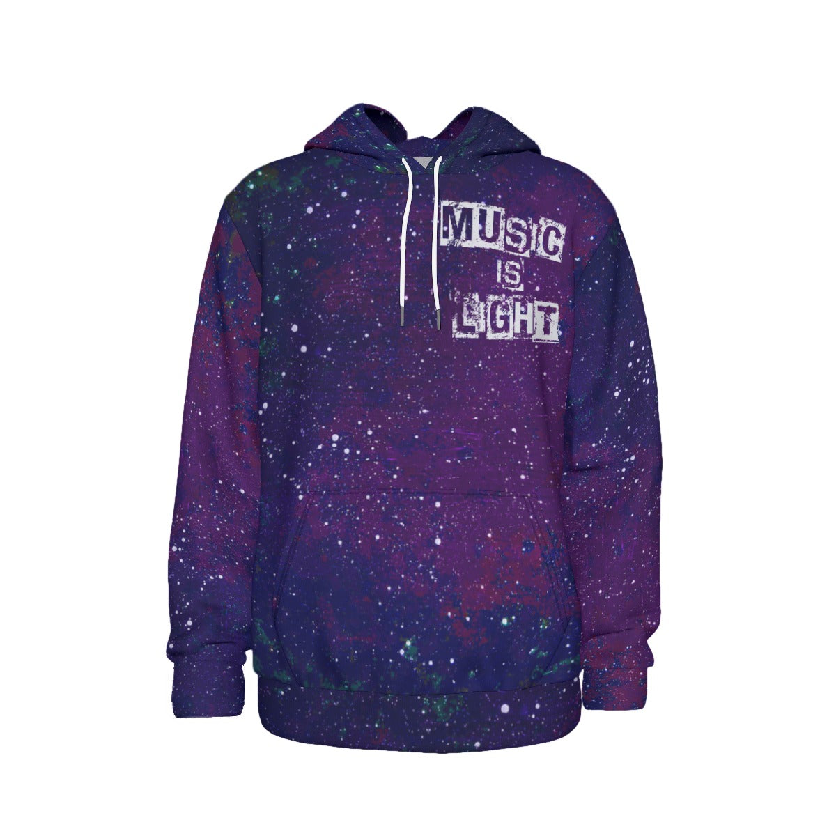 Music is Light/Galactic Atmosphere Men's Thicken Pullover Hoodie With Inner Hood(TALL)
