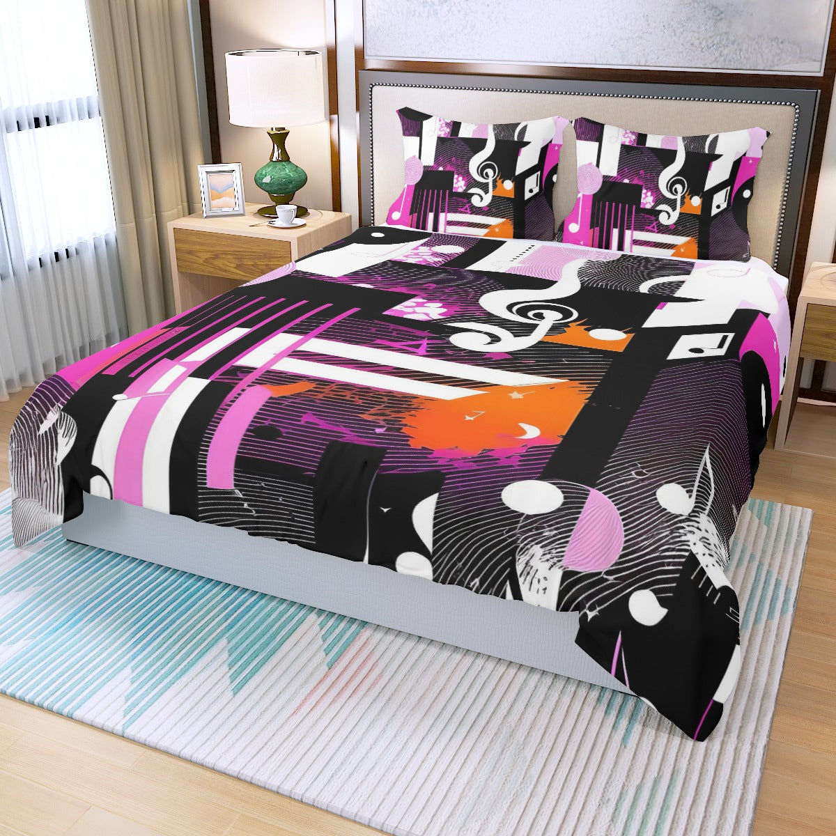 Abstract Music Three Piece Duvet Bedding Set