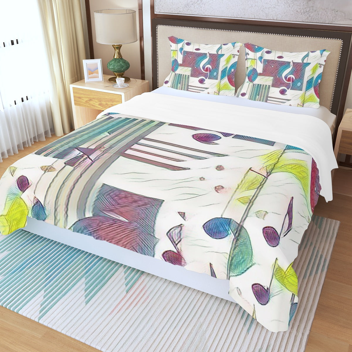 Abstract Music Color Three Piece Duvet Bedding Set