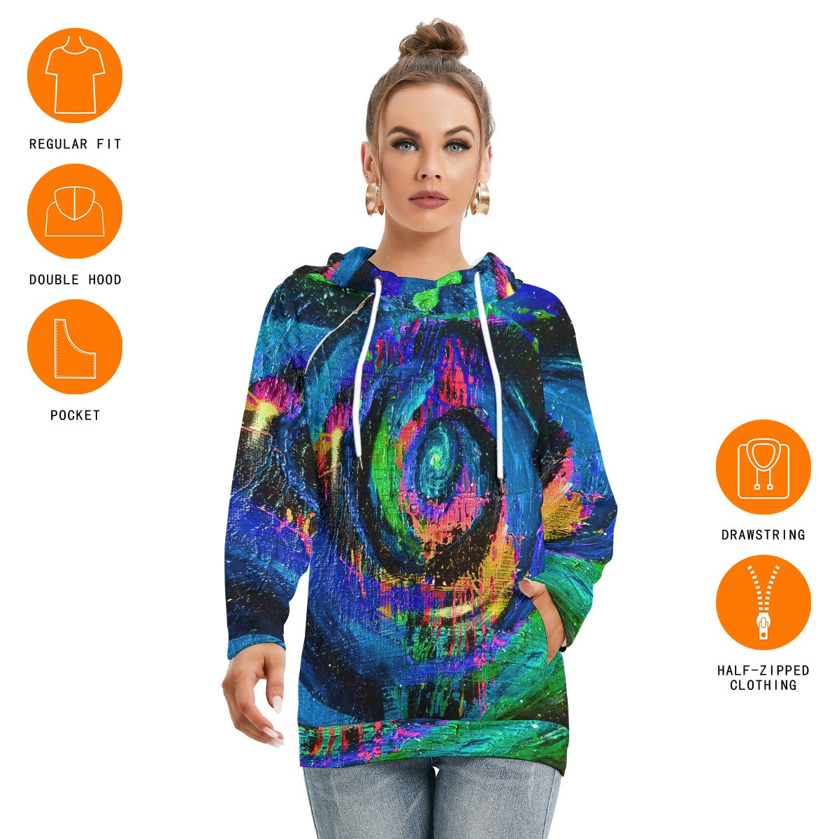 Different Dimensions Women's Hoodie With Double Hood