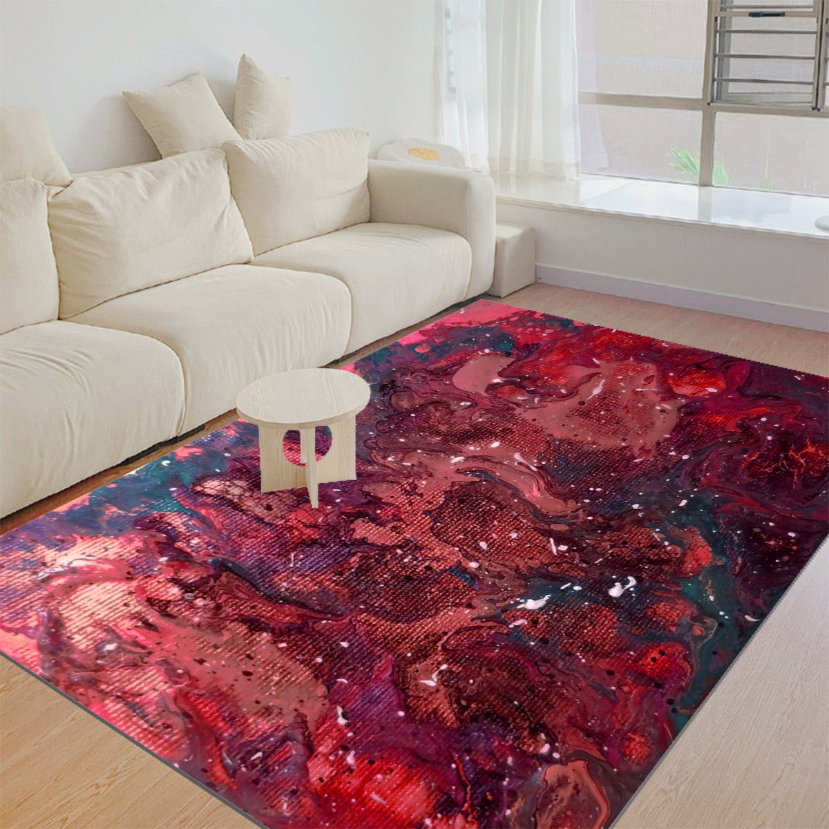 Heaven Meets Universe Red Foldable Rectangular Thickened Floor Mat