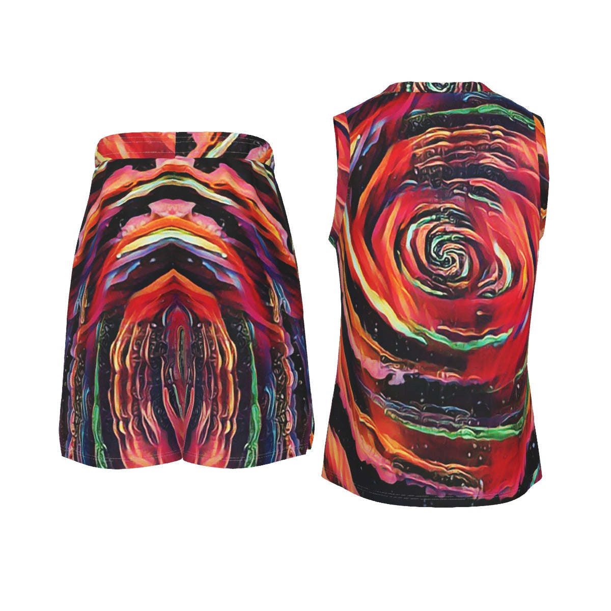 Fiery Galactic Rabbit Hole Men's V Neck Basketball Suit