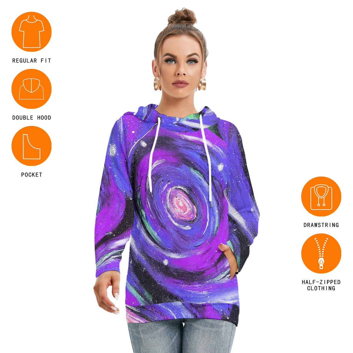 Passion Purple Women's Hoodie With Double Hood