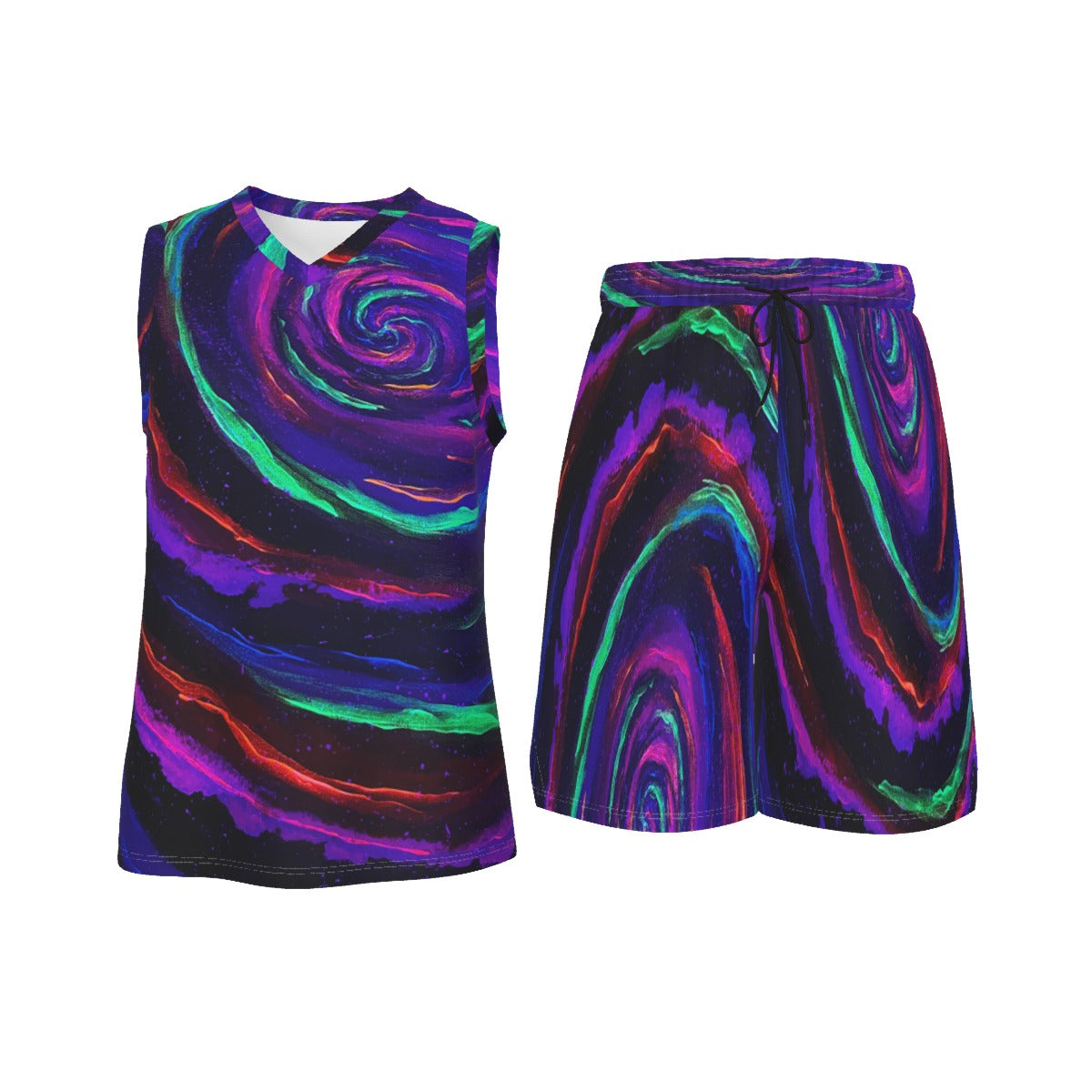 Galactic Rabbit Hole Men's V Neck Basketball Suit