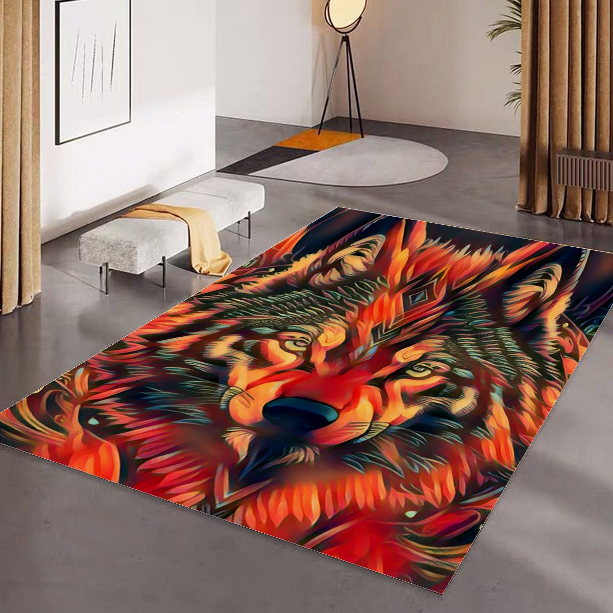 Fiery Wolf Foldable Rectangular Floor Mat
