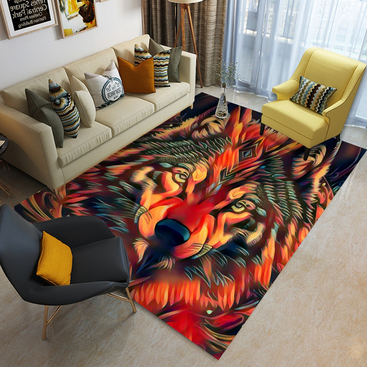 Fiery Wolf Foldable Rectangular Floor Mat