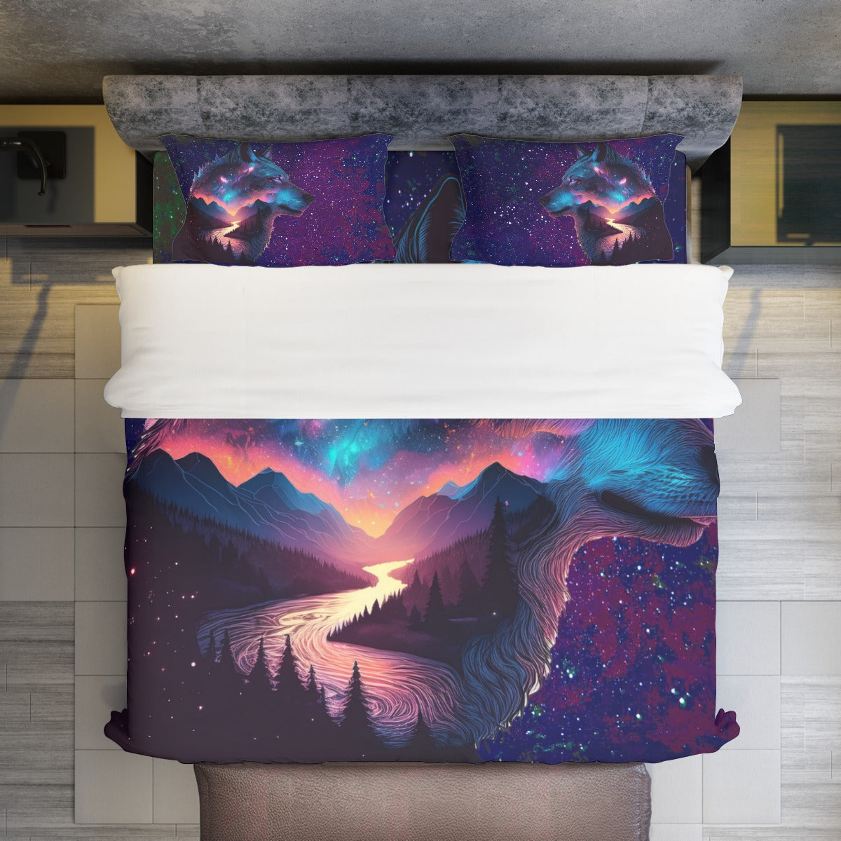 Wolf Galaxy Four-piece Duvet Cover Set