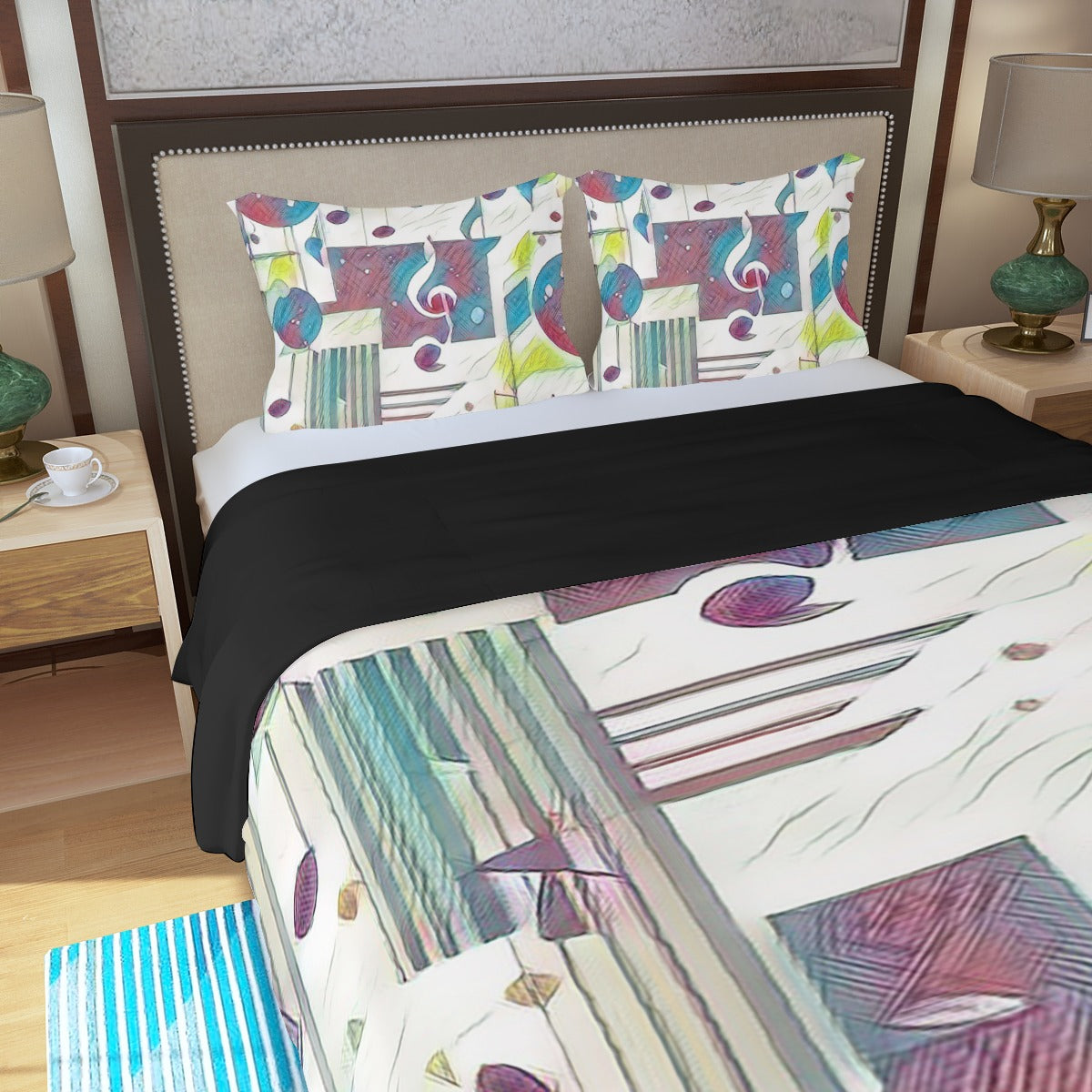 Abstract Music Color Three Piece Duvet Bedding Set