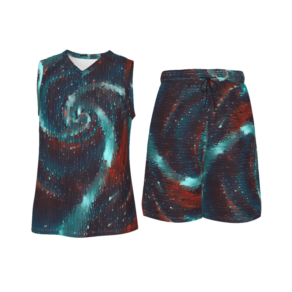 Galactic Sea Meteor Shower Men's V Neck Basketball Suit