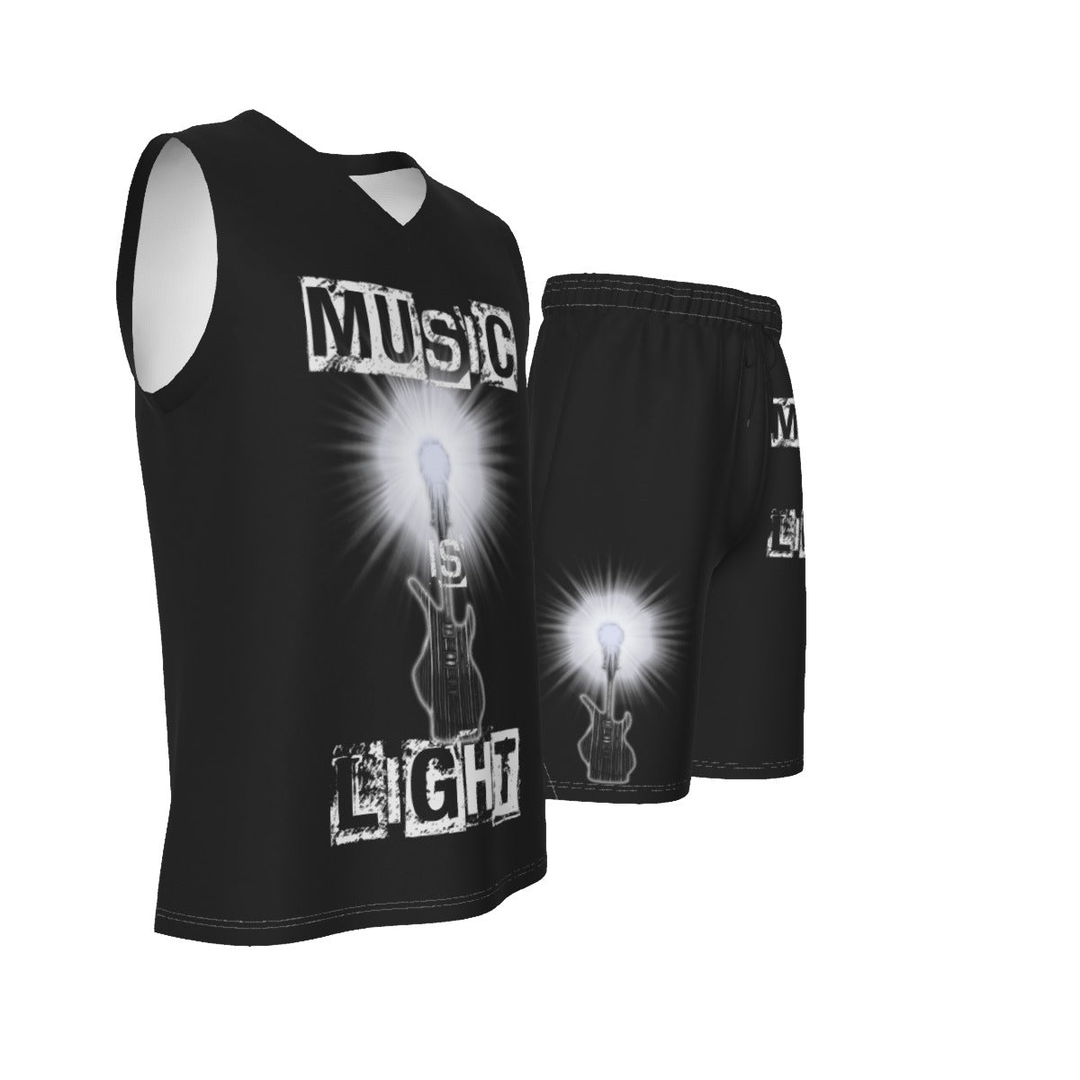 Music is Light Men's V Neck Basketball Suit