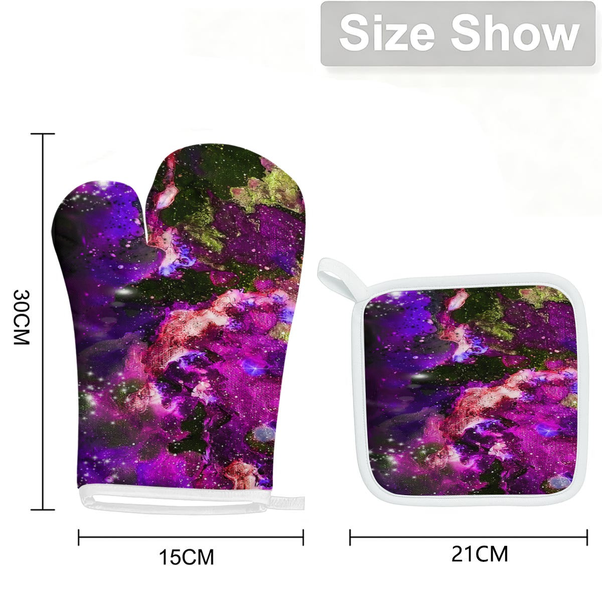 Hot Pink Galaxy Heat-Resistant Gloves And Pad Sets