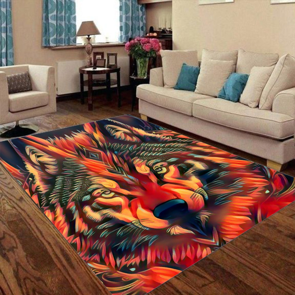 Fiery Wolf Foldable Rectangular Floor Mat