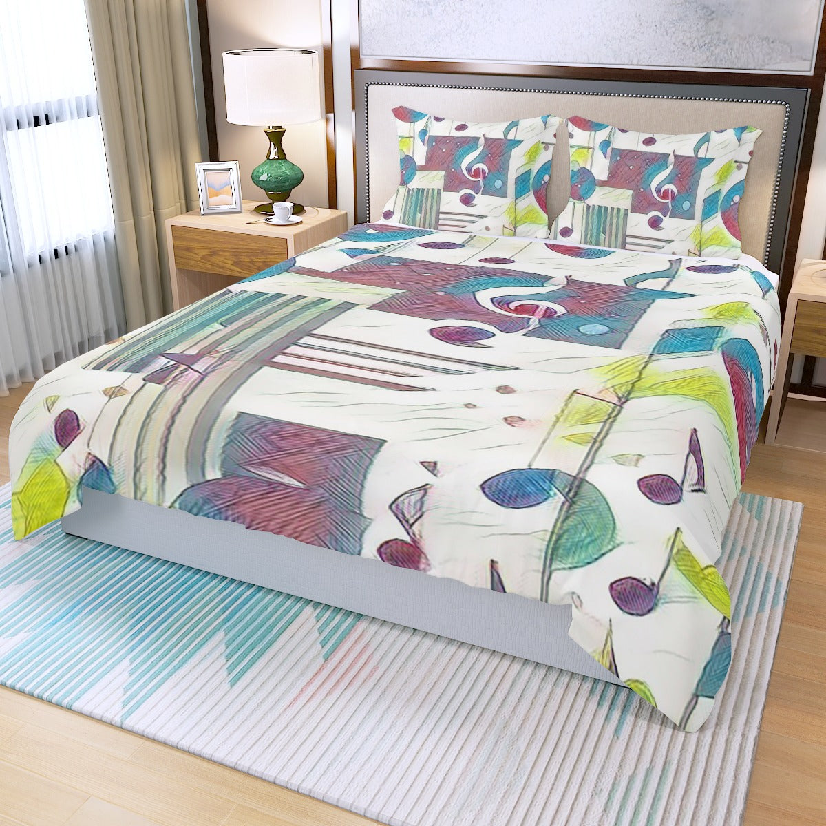Abstract Music Color Three Piece Duvet Bedding Set