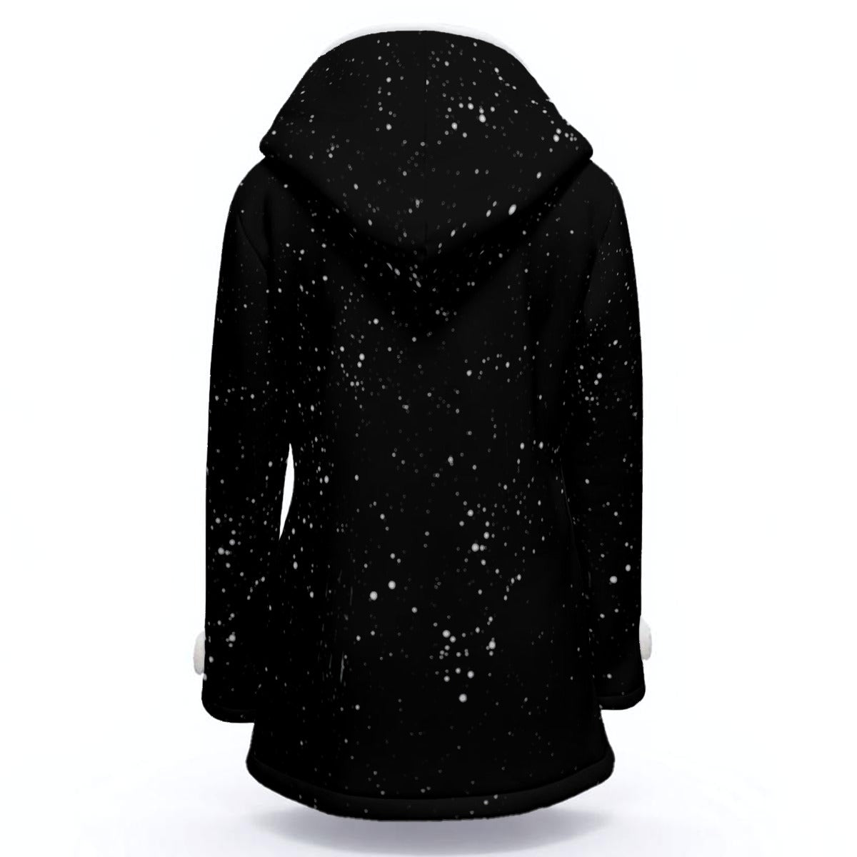 Night Sky Women's Hooded Double-Breasted Winter Coat With Fleece