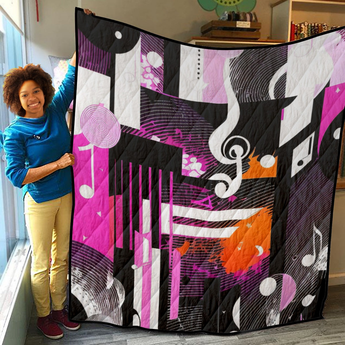 Abstract Music Lightweight & Breathable Quilt With Edge-wrapping Strips