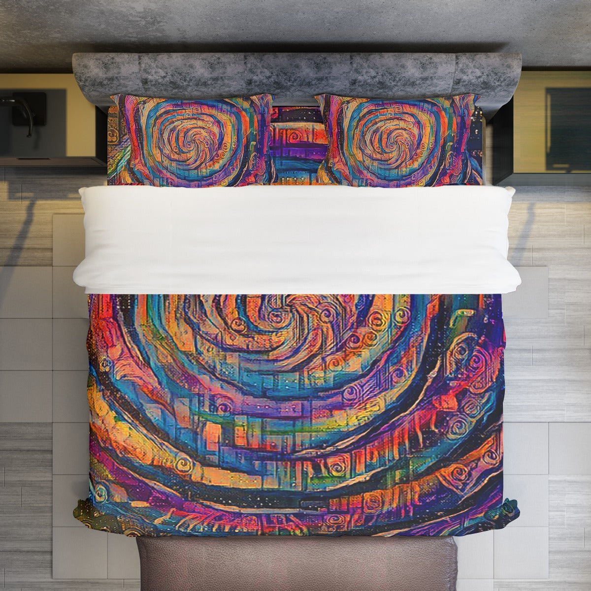 Galactic Whirlpool Colorful Four-piece Duvet Cover Set