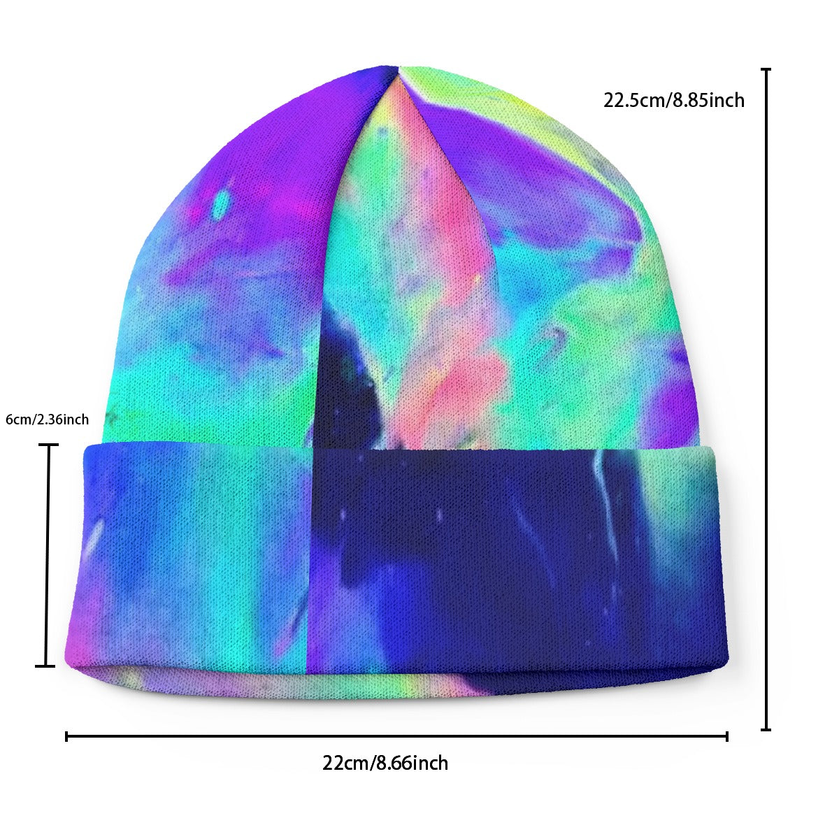 Neon Galactic Rainbow Knitted Hat