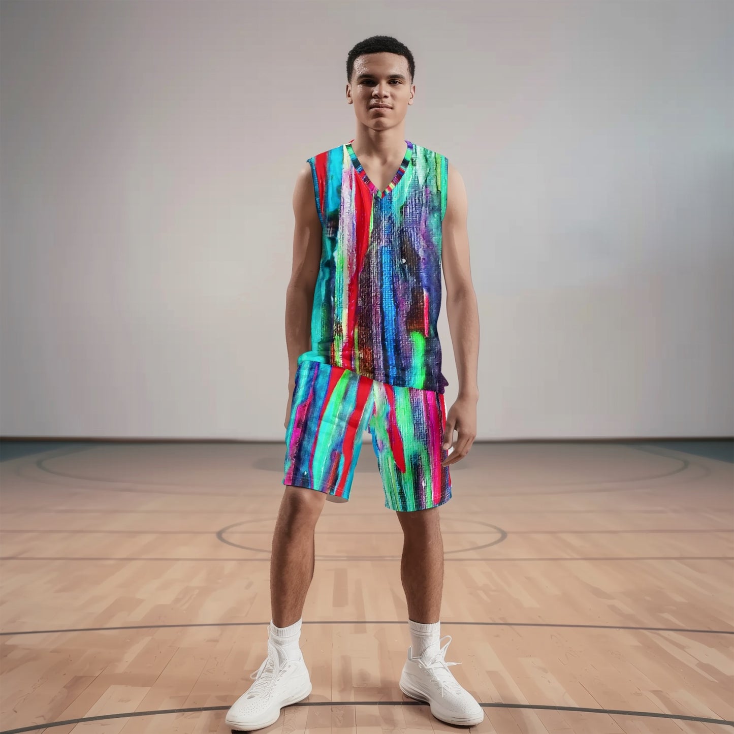 Rainbow Drip Basketball Jersey Set