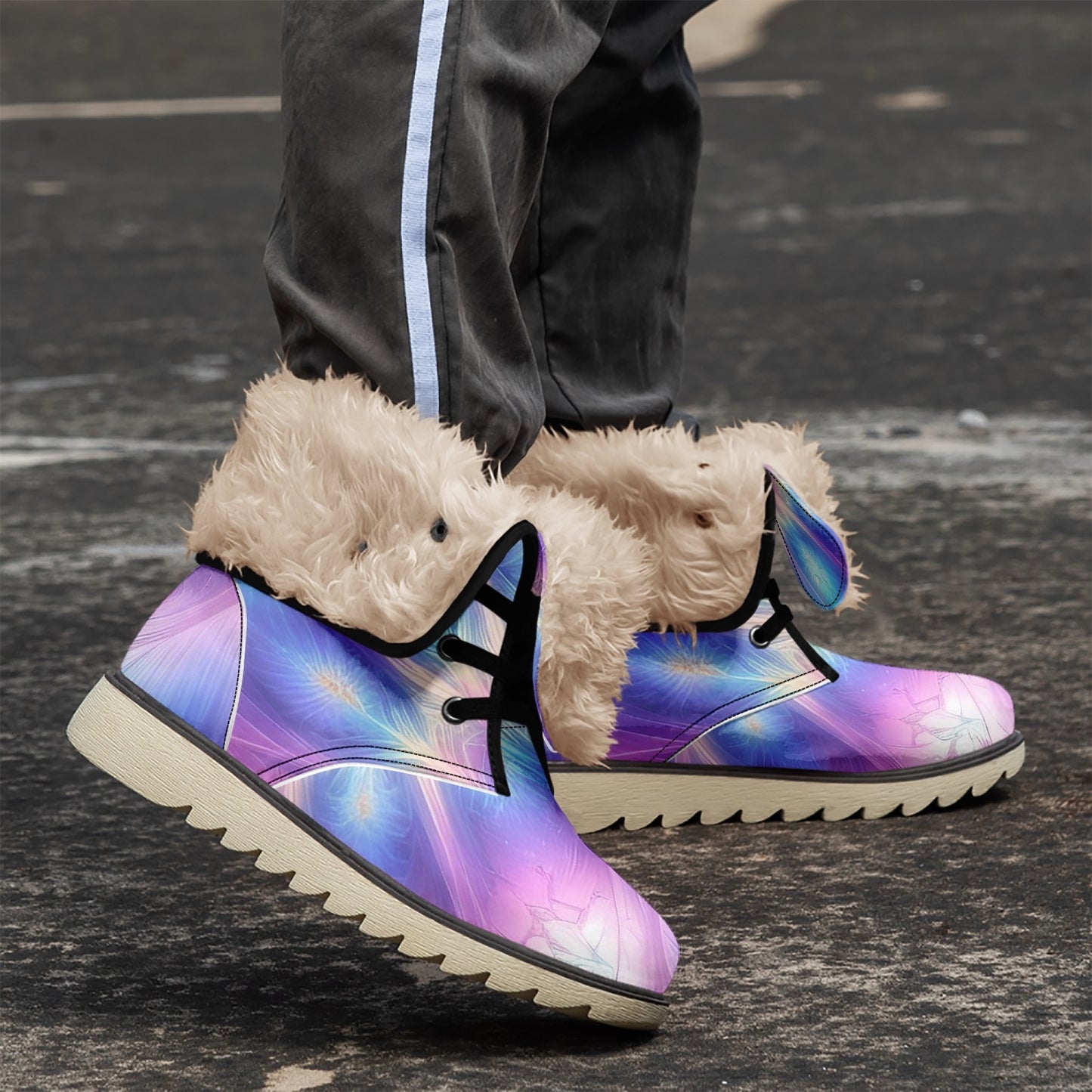 Ascension Tie-Dye Cotton-pad Fur Lining Boots