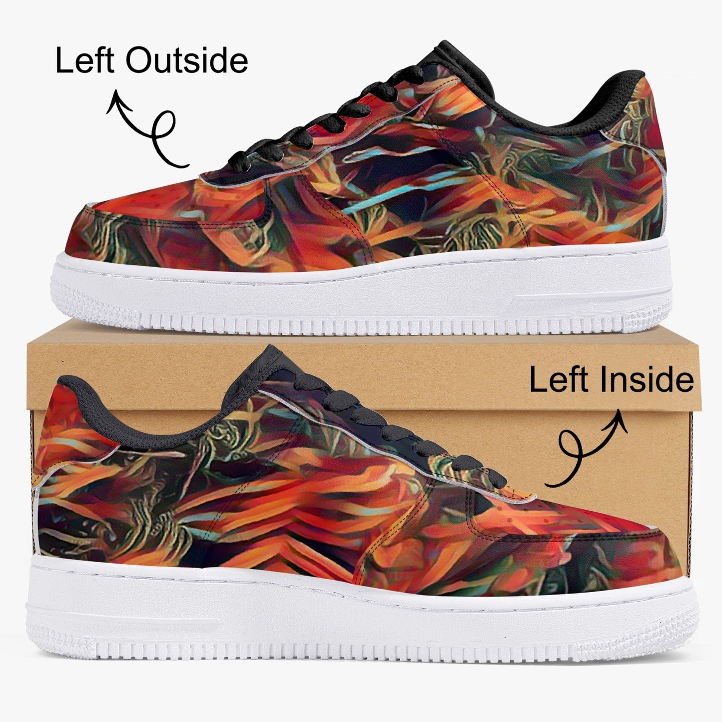 Trees Whisper Black Low-Top Leather Sports Sneakers