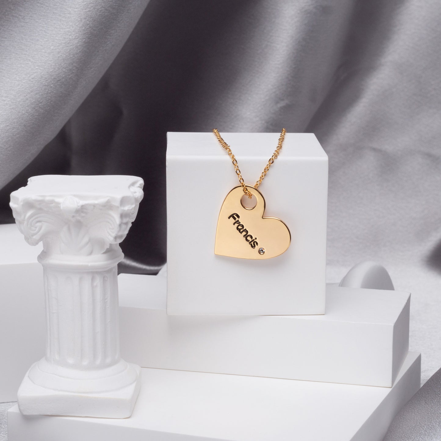 Name and Birthstone Heart Choker- Stainless Steel