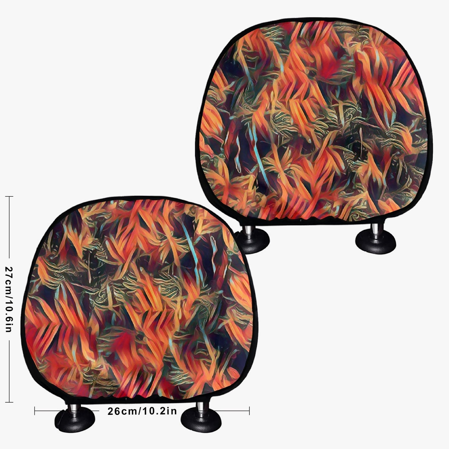 Fiery Whispers Car Headrest Cover 2Pcs