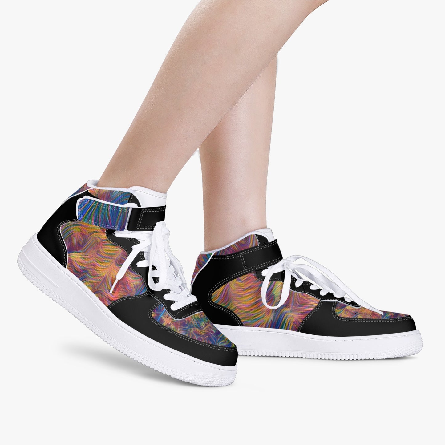 Rainbow Trees Whisper High-Top Leather Sports Sneakers
