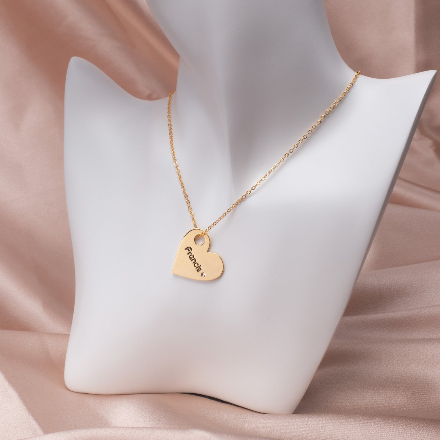 Name and Birthstone Heart Choker- Stainless Steel