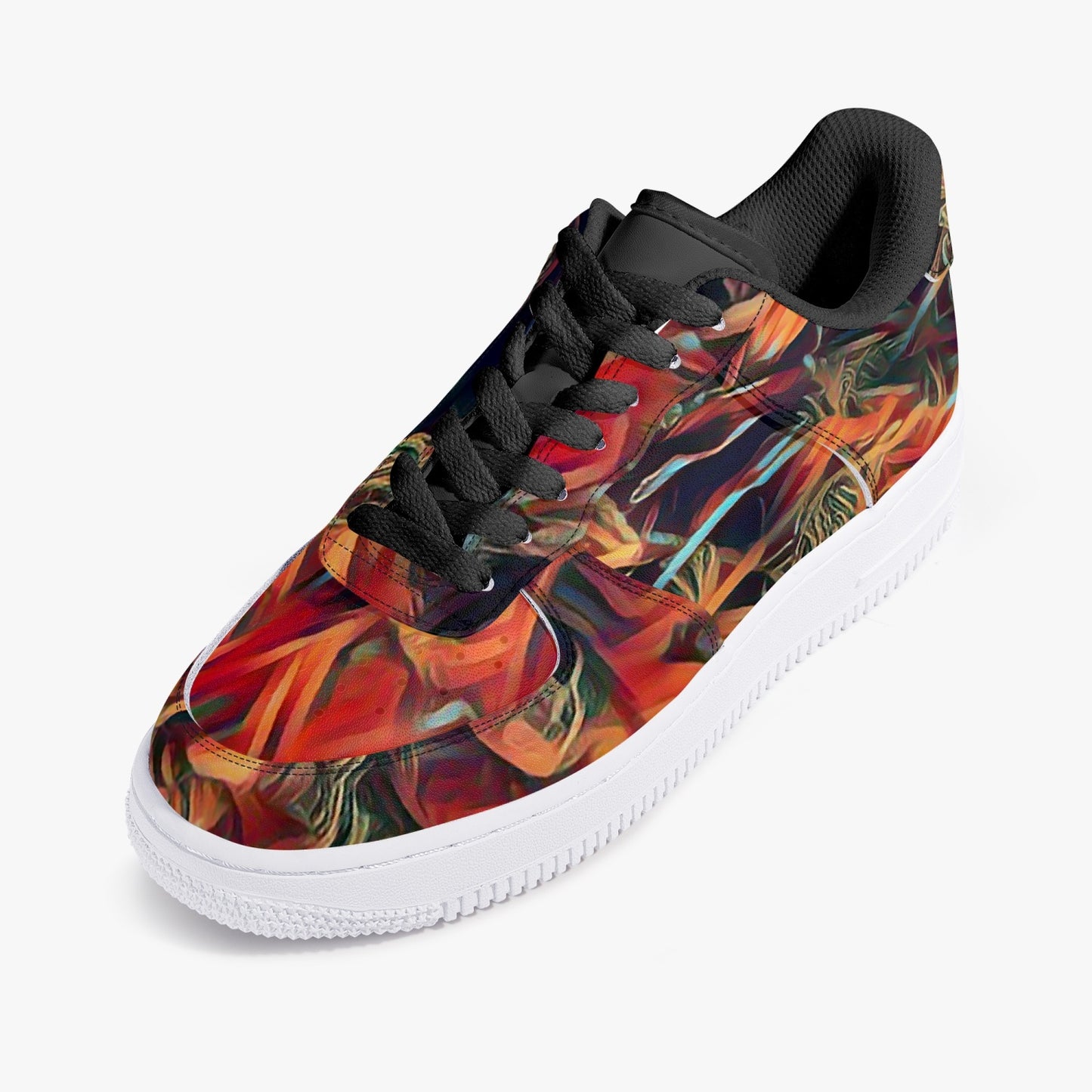 Trees Whisper Black Low-Top Leather Sports Sneakers