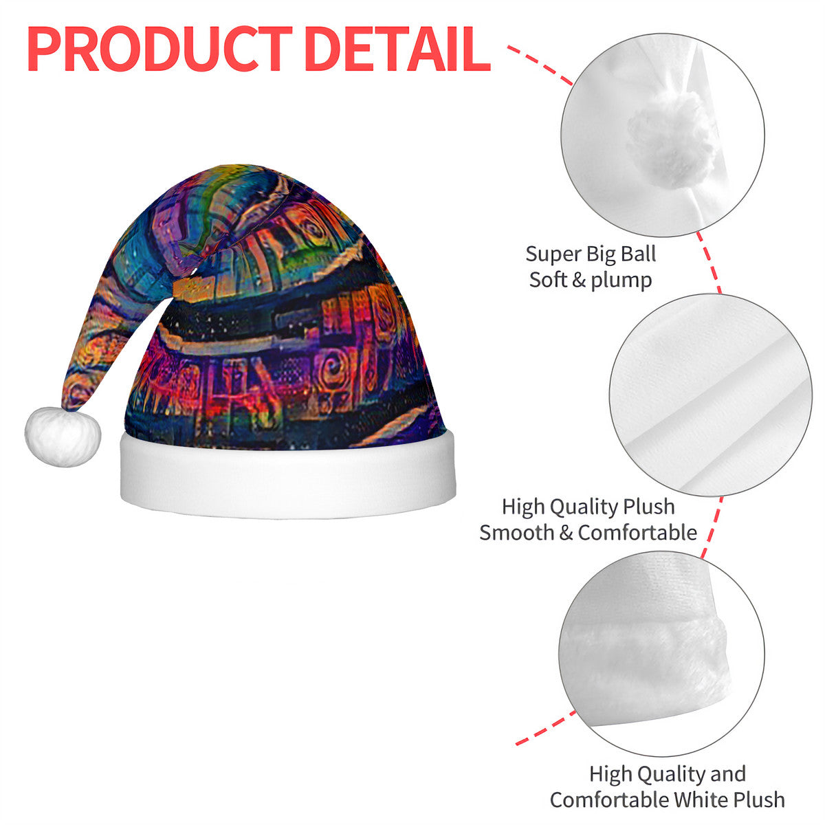 Galactic Whirlpool Rainbow Adult Glowing Plush Christmas Hat