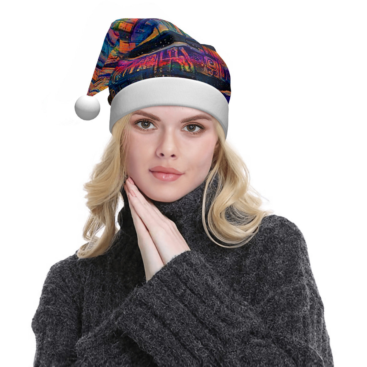 Galactic Whirlpool Rainbow Adult Glowing Plush Christmas Hat