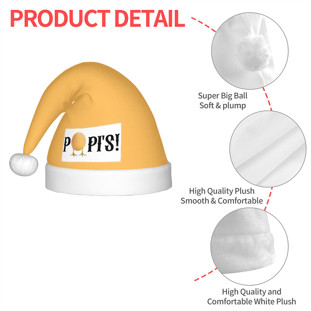 POPIS! Adult Glowing Plush Christmas Hat