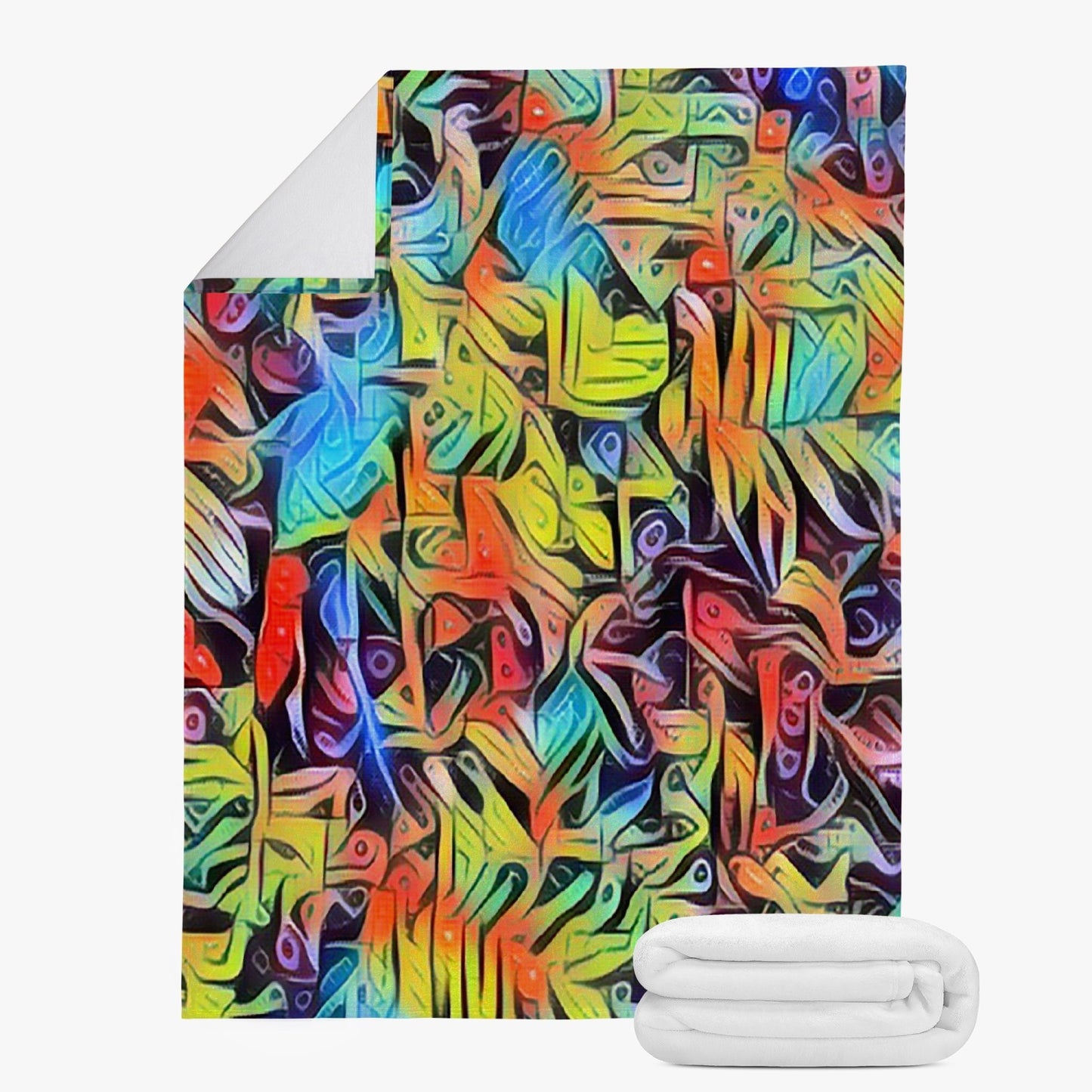 Funky Whispers Dual-sided Stitched Fleece Blanket