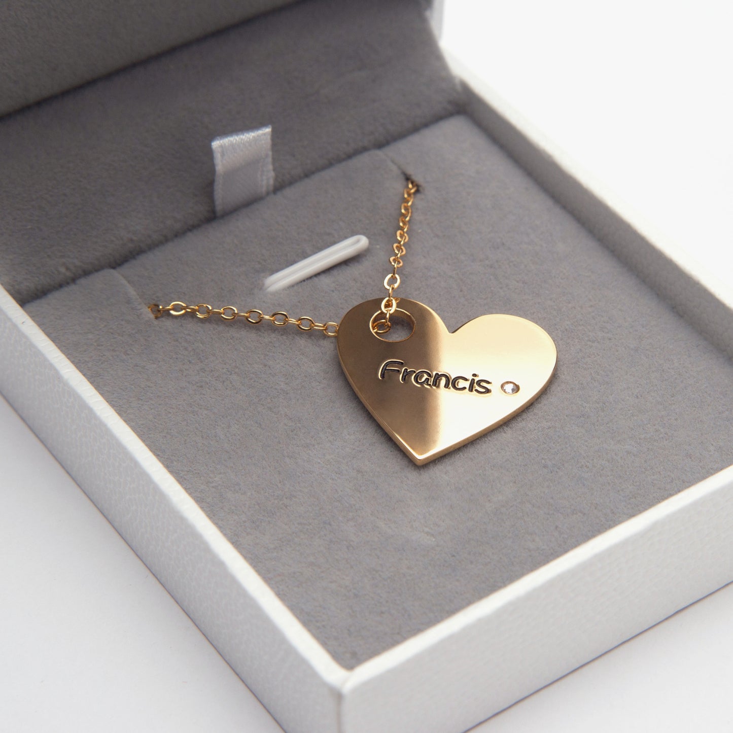 Name and Birthstone Heart Choker- Stainless Steel