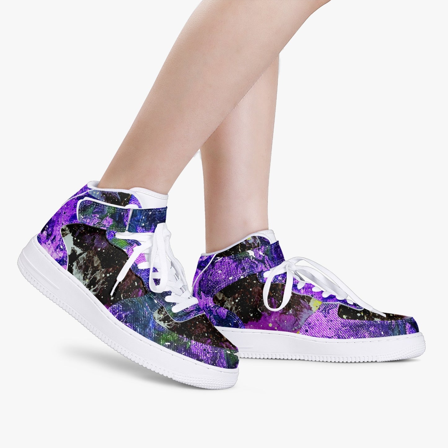 Heaven Meets Galactic Storm AF1 High-Top Leather Sports Sneakers