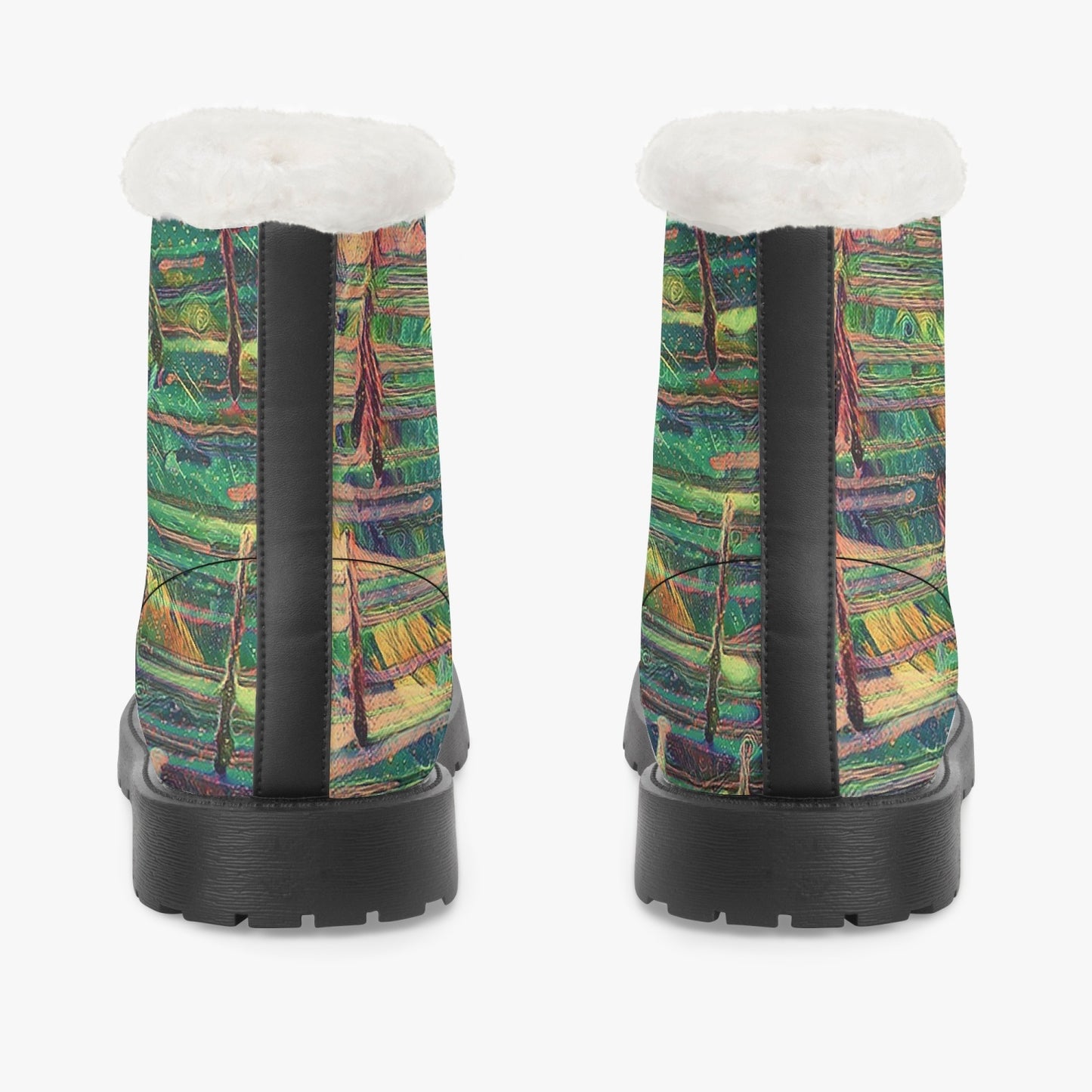 Drip Camo Faux Fur Leather Boots