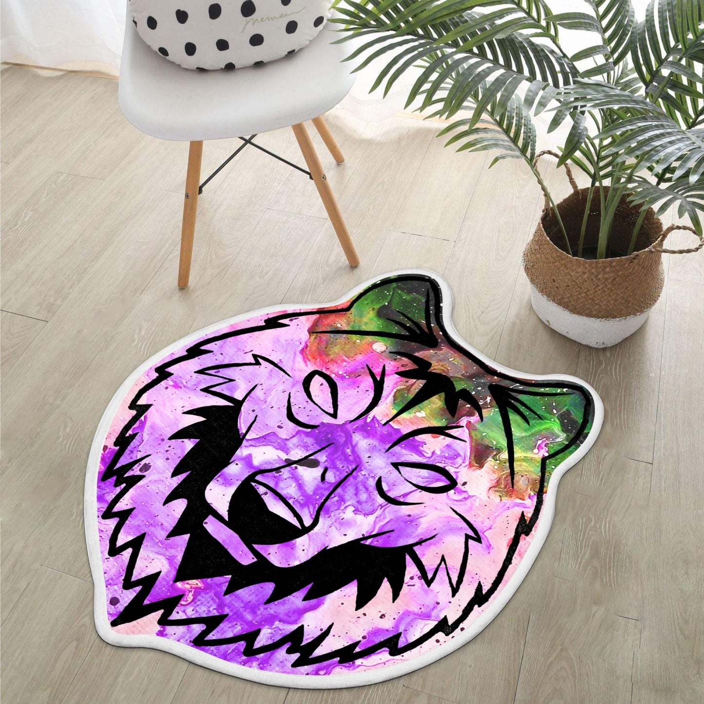 Galactic Fire Purple Wolf Head Rug