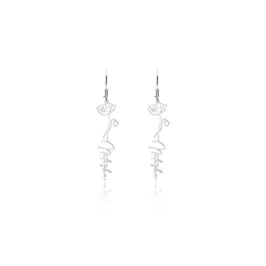 Floral Earrings Hoop- 925 Silver