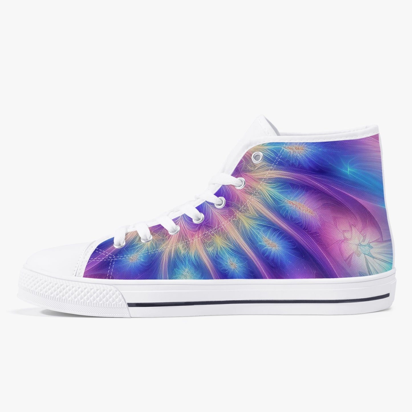 Ascension Tie-Dye Classic High-Top Canvas Shoes - White/Black