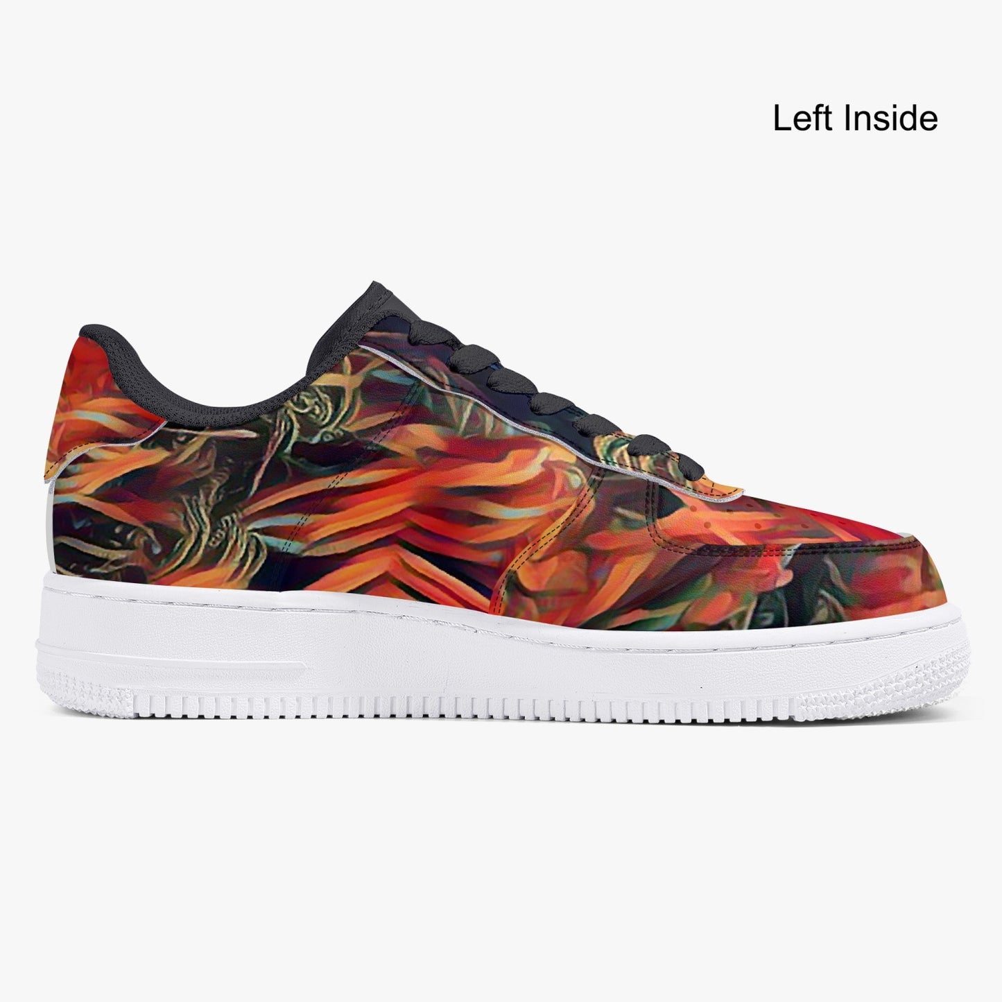 Trees Whisper Black Low-Top Leather Sports Sneakers